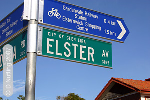 (Photo © D. Nutting) street sign in Elsternwick