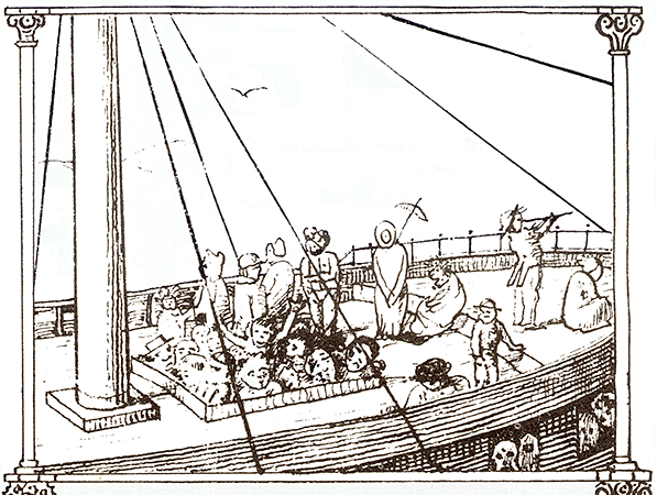 Eine Zeichnung von Ludwig Becker, die sein Werk 'Ein australisches Lied' bildlich darstellt / A drawing by Ludwig Becker, which illustrates verse from his work 'Ein australisches Lied'