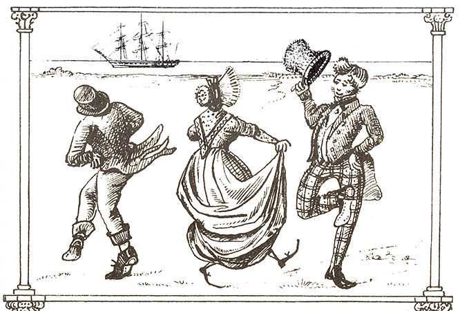 Eine Zeichnung von Ludwig Becker, die sein Werk 'Ein australisches Lied' bildlich darstellt / A drawing by Ludwig Becker, which illustrates verse from his work 'Ein australisches Lied'