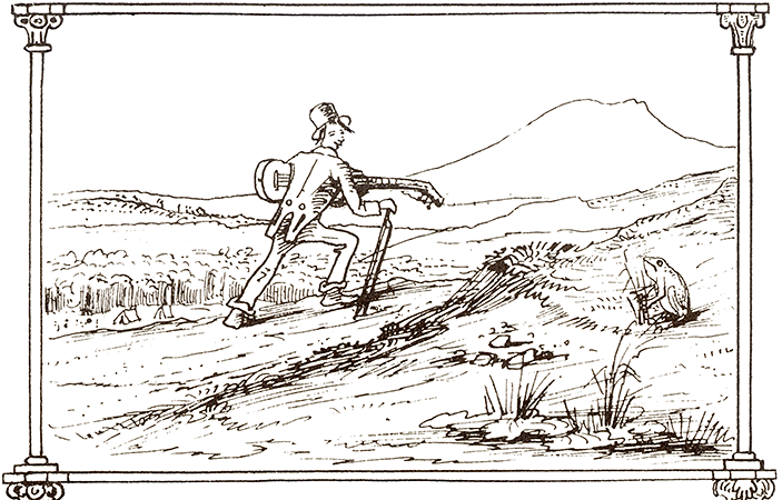 Eine Zeichnung von Ludwig Becker, die sein Werk 'Ein australisches Lied' bildlich darstellt / A drawing by Ludwig Becker, which illustrates verse from his work 'Ein australisches Lied'