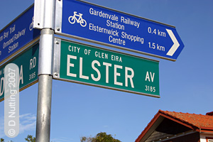 (Foto © D. Nutting) Straßenschild in Elsternwick