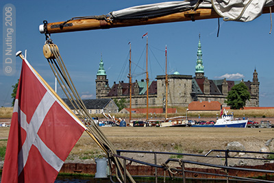 (Photo &copy; D. Nutting) Danish flag on ship