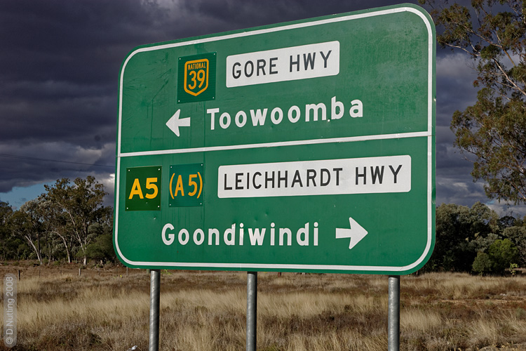 Photo: sign on the Leichhardt Highway, Queensland (copyright: D Nutting)