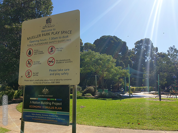 Photo &copy; D Nutting - sign at playground