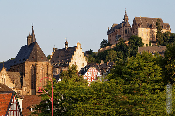 (Photo &copy; D. Nutting) historic buildings in the upper part of Marburg, Germany