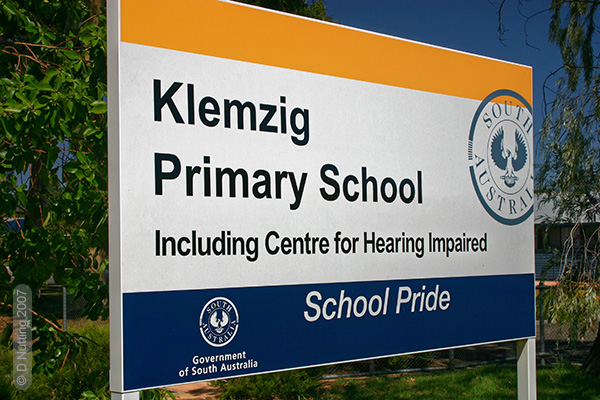 (Photo &copy; D. Nutting) school sign