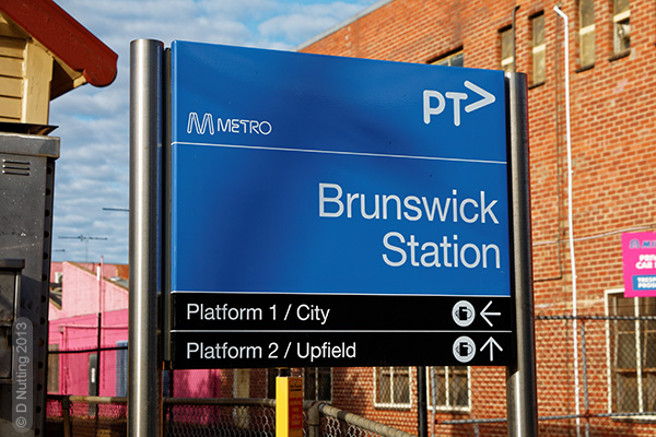 (Photo &copy; D. Nutting) railway station sign