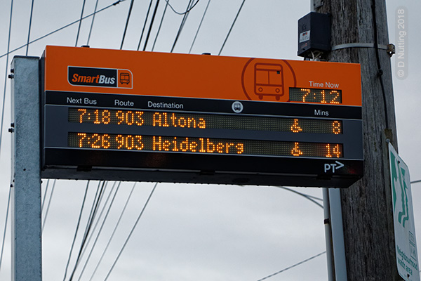 (Photo © D Nutting) electronic display at a bus stop