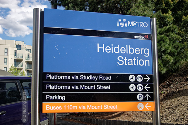 (Photo © D Nutting) sign at railway station