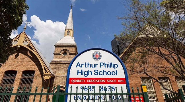 sign in front of school