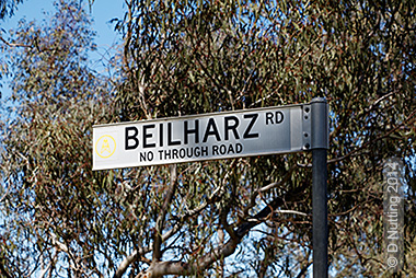 (Photo &copy; D. Nutting) road sign, Beilharz Road