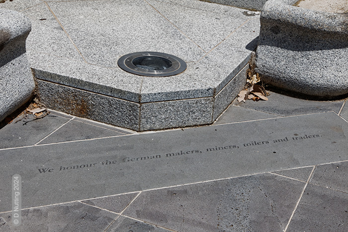 Photo &copy; D Nutting: inscription on a fountain